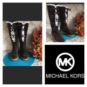 Michael Kors Leather Suede Wedge Heeled Bo…